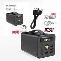 Портативный аккумулятор DEESPI JS04 70000 mAh 22.5W+ PD 20W (черный)
