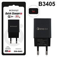 Сетевой адаптер питания DEESPI DS-S20 1USB QC 3.0 (черный)