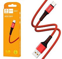 Кабель USB - TypeC DENMEN D02T (красный) 1м