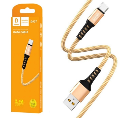 Кабель USB - TypeC DENMEN D02T (золото) 1м