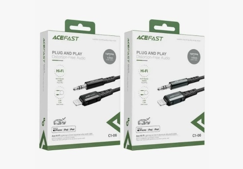 Аудио Адаптер ACEFAST C1-06 Lightning - 3.5mm AUX (черный) 1,2м