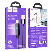 Кабель USB - TypeC HOCO U125 5A Display (черный) 1м