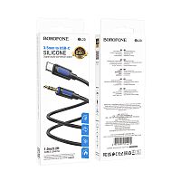 Аудио Адаптер BOROFONE BL20 Type-C - 3.5mm AUX Silicone (черный), мятая упаковка