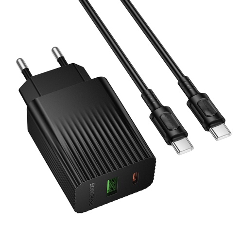 Сетевой адаптер питания BOROFONE BAS76A PD 30W QC 3.0 + кабель Type-C - Type-C (черный) фото 2