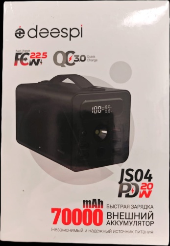 Портативный аккумулятор DEESPI JS04 70000 mAh 22.5W+ PD 20W (черный) фото 2