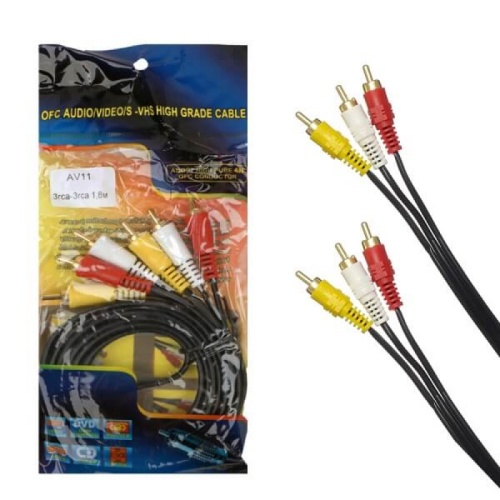 Кабель соединительный 3RCA на 3RCA AV11 (позолоченный након.) 1.8м