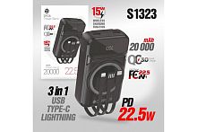 Портативный аккумулятор DEESPI DP26 20000 mAh PD20W, Wireless, Display (черный)