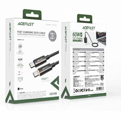 Кабель TypeC - TypeC ACEFAST C23-03 (черный) 1.2м