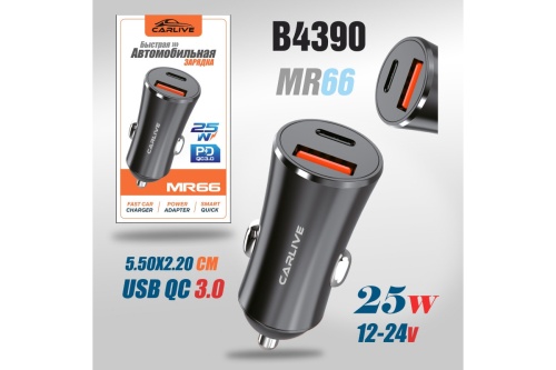 Автомобильный адаптер питания Carlive MR66 1USB + PD (черный) 