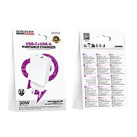 Сетевой адаптер питания BOROFONE BAS76A PD30W + QC 3.0 (белый)