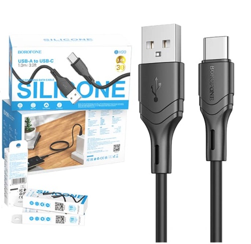 Кабель USB - TypeC BOROFONE BX99 Silicone (черный) 1м