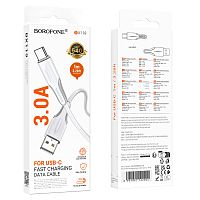 Кабель USB - TypeC BOROFONE BX119 (белый) 1м мятая упаковка