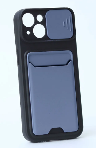 Чехол с картхолдером и защитой камеры для iPhone 12 Pro Max (черно-серый)