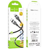 Кабель TypeC - TypeC HOCO X109 60W (черный) 1м, мятая упаковка