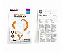 Сетевой адаптер питания BOROFONE BAS76A PD 30W QC 3.0 + кабель Type-C - Type-C (белый)