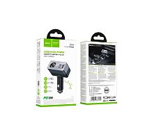Разветвитель в прикуриватель HOCO Z65A на 1 прикуриватель 2PD45W 1USB (серебро)
