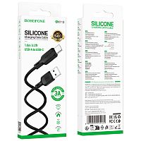 Кабель USB - TypeC BOROFONE BX113 Silicone (черный) 1м мятая упаковка