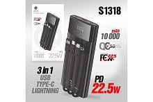 Портативный аккумулятор DEESPI DP22 10000 mAh PD20W, Display (черный)