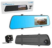 Автомобильный видеорегистратор зеркало DV-Pionieer 501 + 2 камеры , зеркало заднего вида (черный)