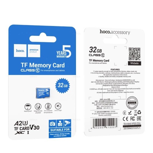 Micro SDXC карта памяти HOCO 32ГБ A2 Class 10, для видеонаблюдения