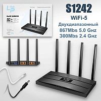 Wi-Fi Роутер LP-LINK WR870 AC1200, 2.4/5ГГц, 4 порта LAN (черный)