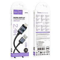 Кабель Lightning-Type C HOCO X118 PD27W (черный) 1м display