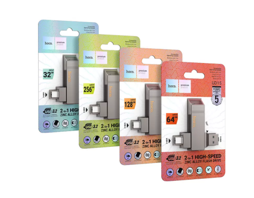 USB карта памяти HOCO UD15 64ГБ USB 3.2 + Type-C (серый) фото 2