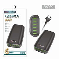 Сетевой адаптер питания Live Pover H5015 6 USB 65W 5V/2.4A (черный)