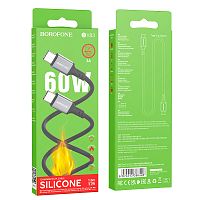 Кабель TypeC - TypeC BOROFONE BX83 60W Silicone (черный) 1м, мятая упаковка