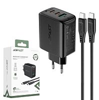 Сетевой адаптер питания ACEFAST A13 2 USB-C + 1 USB + кабель Type C - Type C 1.2м 65W (черный)
