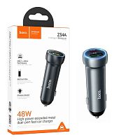 Автомобильный адаптер питания HOCO Z54A 48W PD 30W + QC 3.0 (черный)