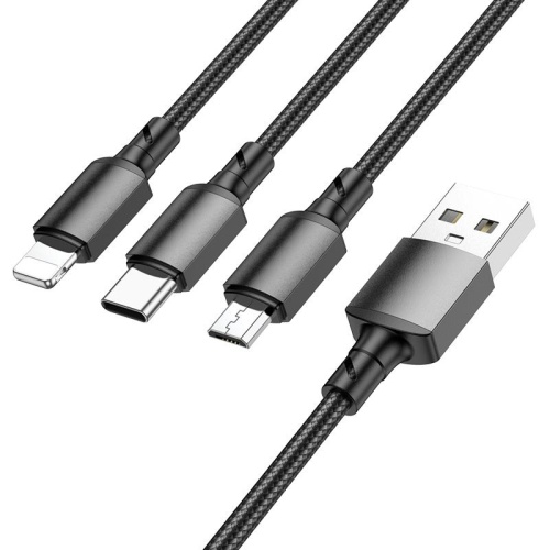Кабель USB BOROFONE BX72 4 в 1 для iPhone/iPhone/Micro/Type C (черный) 1m фото 2