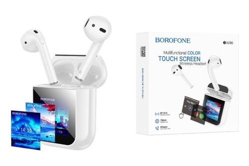 Беспроводные наушники TWS BOROFONE BW86 c LCD дисплеем (белый) 