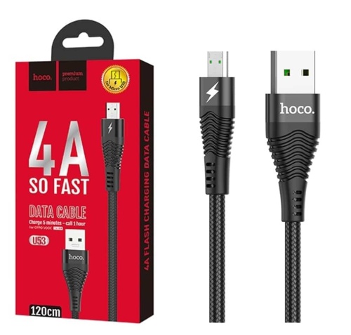 Кабель USB - Micro HOCO U53 4A (черный) 1m