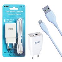 Сетевой адаптер питания MRM MR21 1USB 2.1A + кабель Lightning (белый)