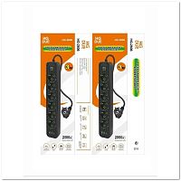 Сетевой фильтр OSMAN OS-2606, 6 розеток + 2USB + Type-C с выкл. и заземл. (черный) 3м