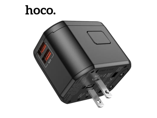 Универсальный адаптер Hoco AC15 Universal Travel Adaptor 2USB+ PD20W (черный) фото 2