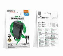Сетевой адаптер питания BOROFONE BAS72A QC 3.0 + кабель Type-C (черный)