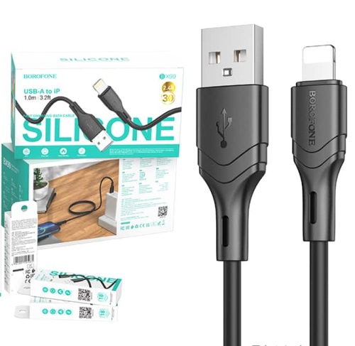 Кабель USB - Lightning BOROFONE BX99 Silicone (черный) 1м