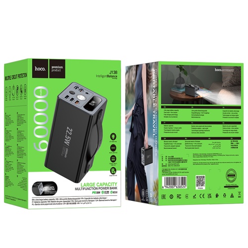 Портативный аккумулятор HOCO J138 60000 mAh PD 20W+22,5W+DC12V (черный)