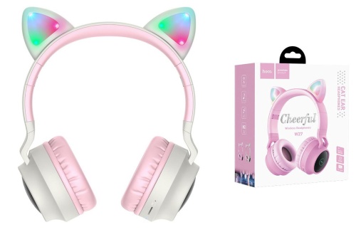 Полноразмерные Bluetooth наушники HOCO W27 Cat ear (серый)