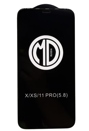 Защитное стекло утолщенное MD iPhone X/XS/11 Pro (черный) тех.упаковка