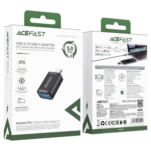 Переходник OTG ACEFAST J1 USB - Type C (черный)