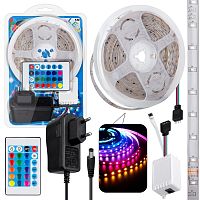 Светодиодная лента RGB 5м, пульт, блок питания