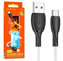 Кабель USB - TypeC BOROFONE BX86 Silicone (белый) 1м