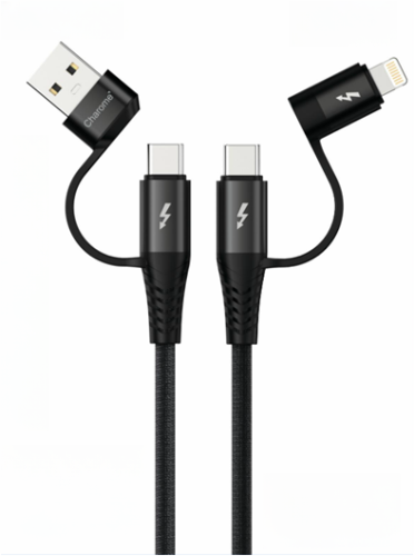 Кабель USB CHAROME C24 4 в 1 для iPhone/Type C 60W (черный) 1.2m фото 2