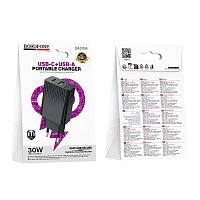 Сетевой адаптер питания BOROFONE BAS76A PD30W + QC 3.0 (черный)