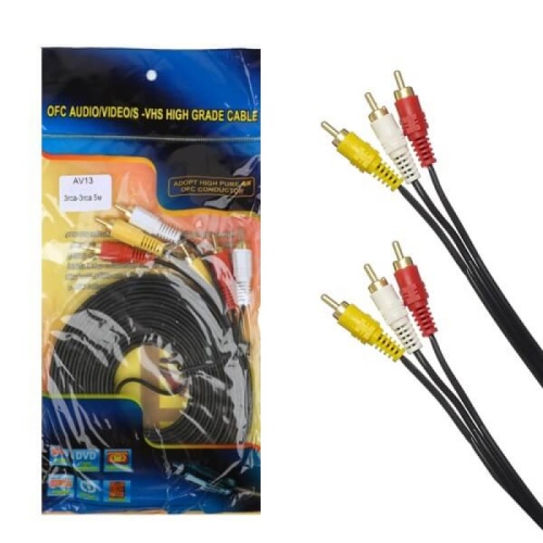 Кабель соединительный 3RCA на 3RCA AV13 (позолоченный након.) 5м