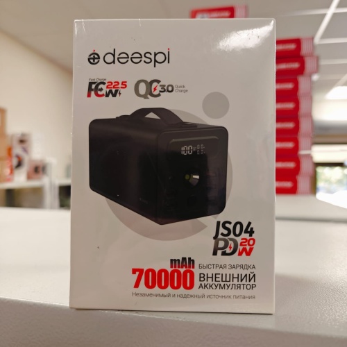 Портативный аккумулятор DEESPI JS04 70000 mAh 22.5W+ PD 20W (черный) фото 3
