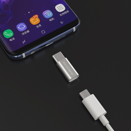 Переходник BOROFONE BV4 Micro USB -Type-C (серебро) фото 2